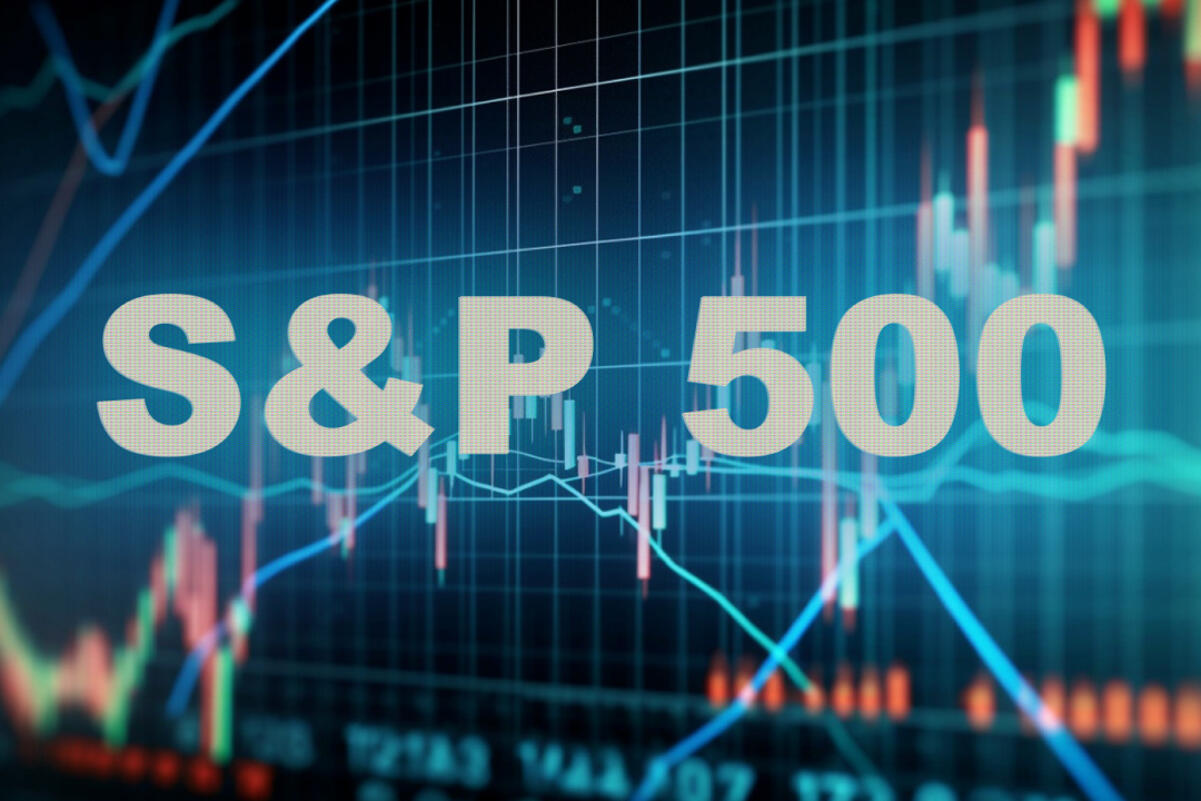 A blue background with the word " s & p 5 0 0 ".